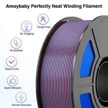 Load image into Gallery viewer, Amoybaby Silk PLA 3D Printer Filament, Silk Dual Color Blue Rose Red PLA Filament 1.75+/-0.03mm, Shiny Coextrusion PLA Filament, Color Change 3D Printing Filament 1KG/2.2lb