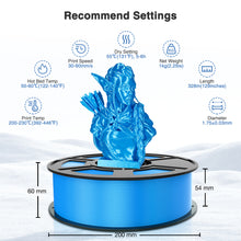 Load image into Gallery viewer, Amoybaby Sky Blue Silk PLA Filament 1.75mm, Shiny Silk PLA 3D Printer Filament High Speed & Clog-Free, Dimensional Accuracy +/- 0.03mm, 1kg(2.2lb), Fits for Most FDM 3D Printers
