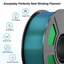 Load image into Gallery viewer, Amoybaby Silk PLA 3D Printer Filament, Silk Dual Color Blue Green PLA Filament 1.75+/-0.03mm, Shiny Coextrusion PLA Filament, Color Change 3D Printing Filament 1KG/2.2lb