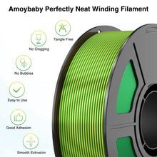 Load image into Gallery viewer, Amoybaby Silk PLA 3D Printer Filament, Silk Dual Color Green Yellow PLA Filament 1.75+/-0.03mm, Shiny Coextrusion PLA Filament, Color Change 3D Printing Filament 1KG/2.2lb