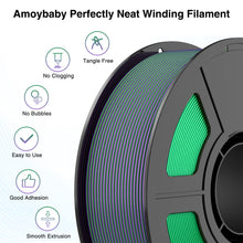 Load image into Gallery viewer, Amoybaby Silk PLA 3D Printer Filament, Silk Dual Color Purple Green PLA Filament 1.75+/-0.03mm, Shiny Coextrusion PLA Filament, Color Change 3D Printing Filament 1KG/2.2lb