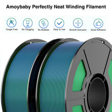 Load image into Gallery viewer, Amoybaby Dual Color Silk PLA Filament 1.75mm 3D Printer Filament Bundle, 2kg Spool (4.4lbs), Dimensional Accuracy +/- 0.03 mm, Fit Most FDM 3D Printers (Silk Blue Green 2-Pack)