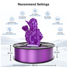 Load image into Gallery viewer, Amoybaby Silk Purple PLA Filament 1.75mm, Shiny Silk PLA 3D Printer Filament High Speed & Clog-Free, Dimensional Accuracy +/- 0.03mm, 1kg(2.2lb), Fits for Most FDM 3D Printers