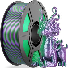 Load image into Gallery viewer, Amoybaby Silk PLA 3D Printer Filament, Silk Dual Color Purple Green PLA Filament 1.75+/-0.03mm, Shiny Coextrusion PLA Filament, Color Change 3D Printing Filament 1KG/2.2lb