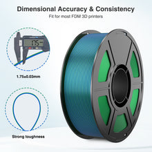 Load image into Gallery viewer, Amoybaby Silk PLA 3D Printer Filament, Silk Dual Color Blue Green PLA Filament 1.75+/-0.03mm, Shiny Coextrusion PLA Filament, Color Change 3D Printing Filament 1KG/2.2lb