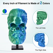 Load image into Gallery viewer, Amoybaby Silk PLA 3D Printer Filament, Silk Dual Color Blue Green PLA Filament 1.75+/-0.03mm, Shiny Coextrusion PLA Filament, Color Change 3D Printing Filament 1KG/2.2lb