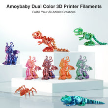 Load image into Gallery viewer, Amoybaby Dual Color Silk PLA Filament 1.75mm 3D Printer Filament Bundle, 2kg Spool (4.4lbs), Dimensional Accuracy +/- 0.03 mm, Fit Most FDM 3D Printers (Yellow Green + Blue Green)