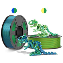 Load image into Gallery viewer, Amoybaby Dual Color Silk PLA Filament 1.75mm 3D Printer Filament Bundle, 2kg Spool (4.4lbs), Dimensional Accuracy +/- 0.03 mm, Fit Most FDM 3D Printers (Yellow Green + Blue Green)