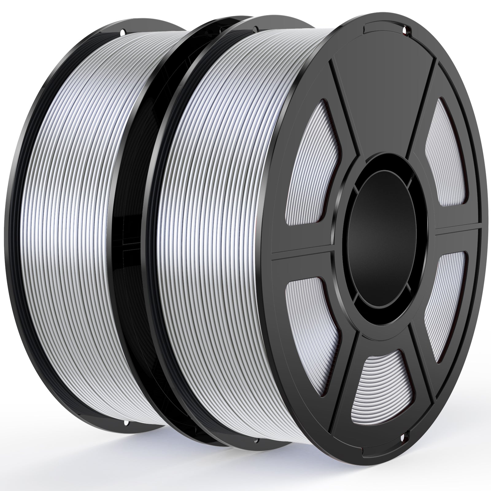 Amoybaby Silver Silk PLA Filament Bundle 1.75mm 3D Printer Filament, 2kg Spool (4.4lbs), Dimensional Accuracy +/- 0.03 mm, Fit Most FDM 3D Printer (Silk Silver 2-Pack)