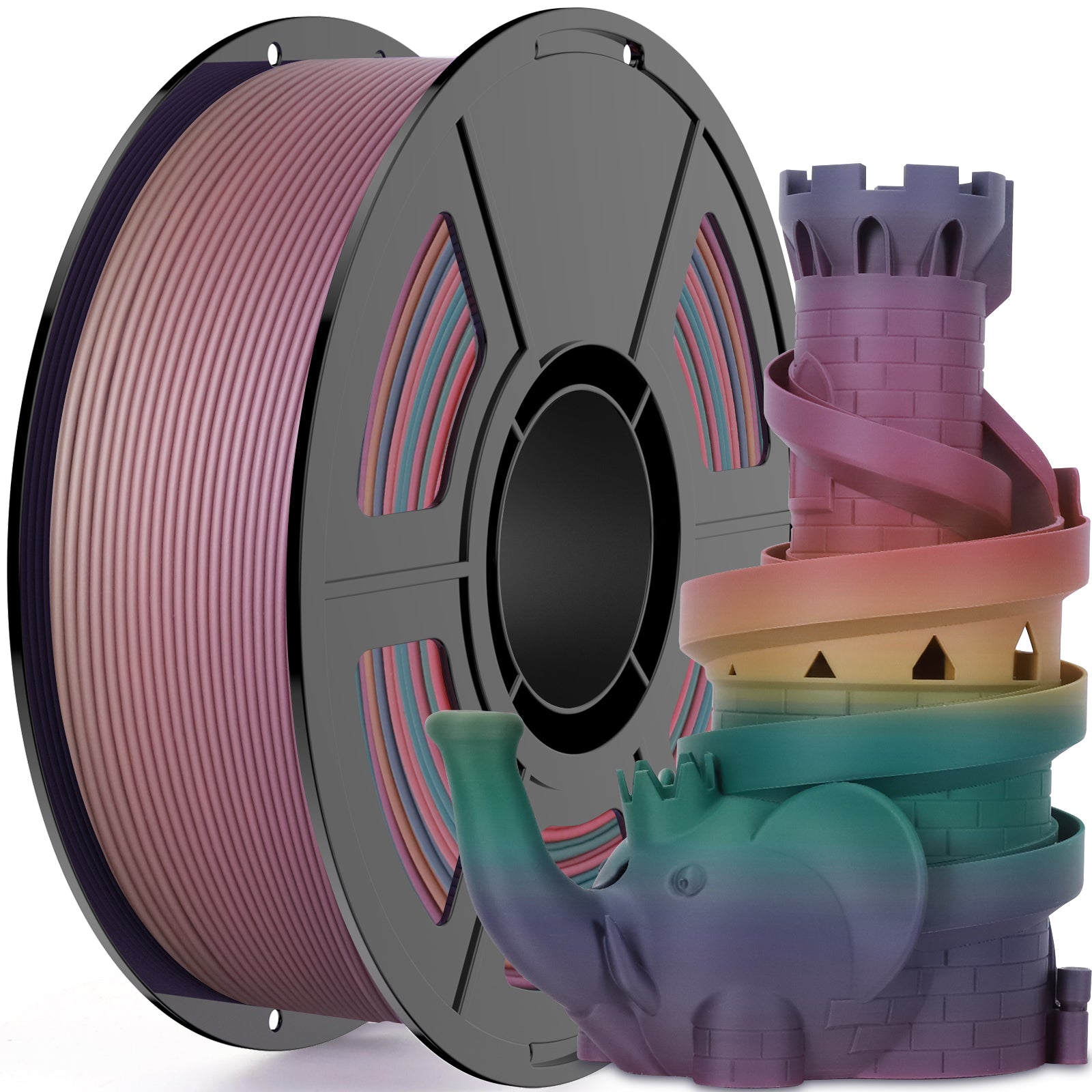 Amoybaby Matte Rainbow PLA 3D Printer Filament, 1.75±0.03mm Vibrant Color Gradient PLA, Low Warping&High Precision 3D Printing Filament, Flame Spectrum 1kg Spool(2.2lb), Fits for most FDM 3D Printers