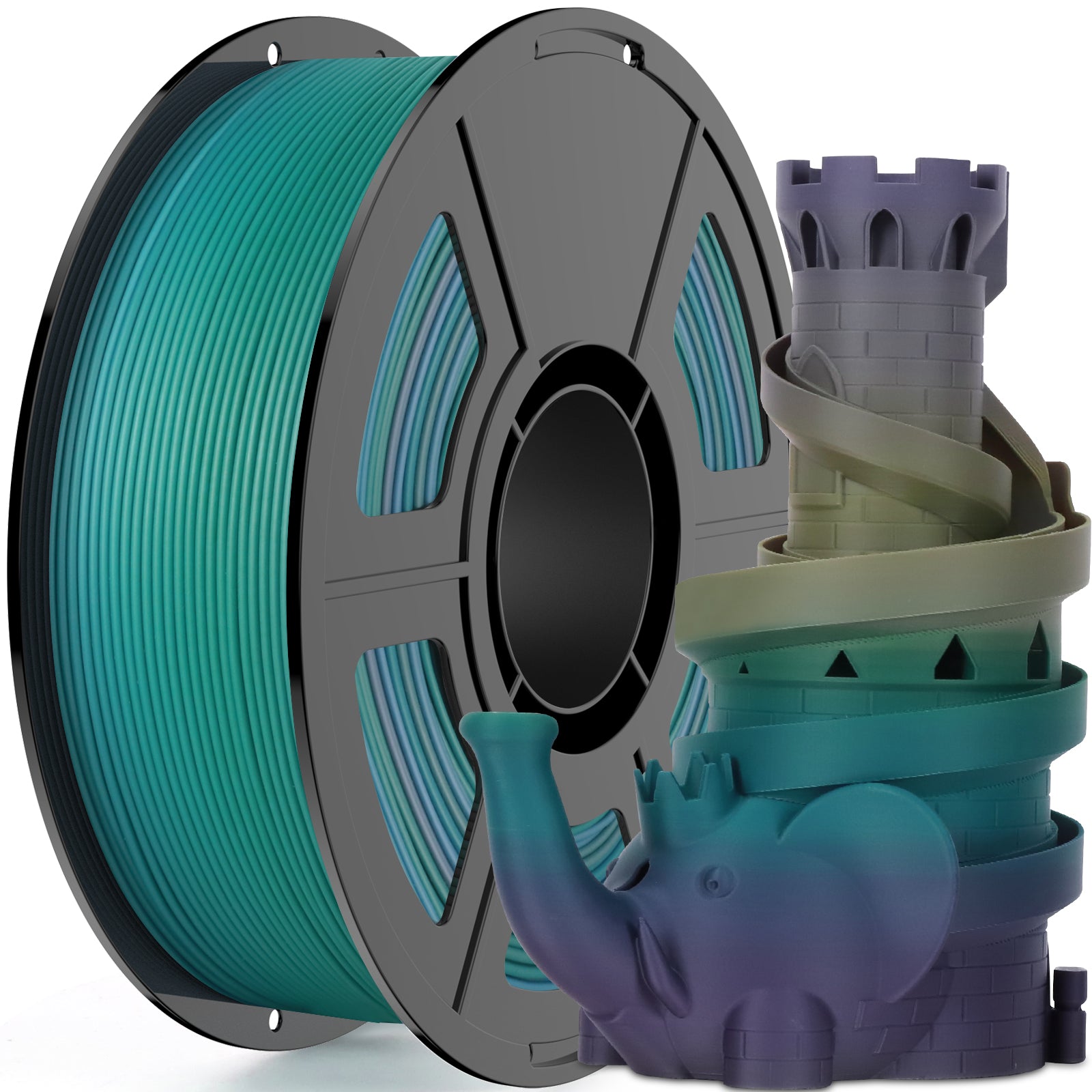 Amoybaby Matte Rainbow PLA 3D Printer Filament, 1.75±0.03mm Vibrant Color Gradient PLA, Low Warping&High Precision 3D Printing Filament, Aurora Whisper 1kg Spool(2.2lb), Fits for most FDM 3D Printers
