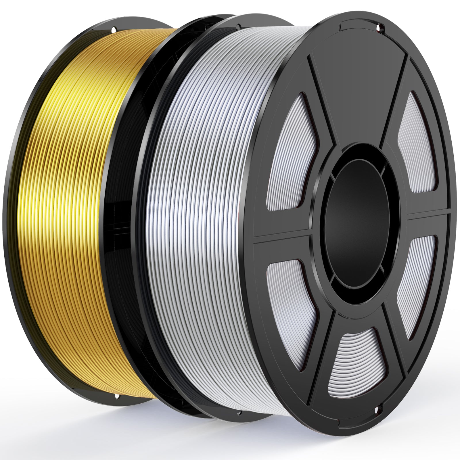 Amoybaby Silk PLA Filament Bundle 1.75mm 3D Printer Filament 2-Pack, 2kg Spool (4.4lbs), Dimensional Accuracy +/- 0.03 mm, Fit Most FDM 3D Printer (Silk Gold+Silk Silver)