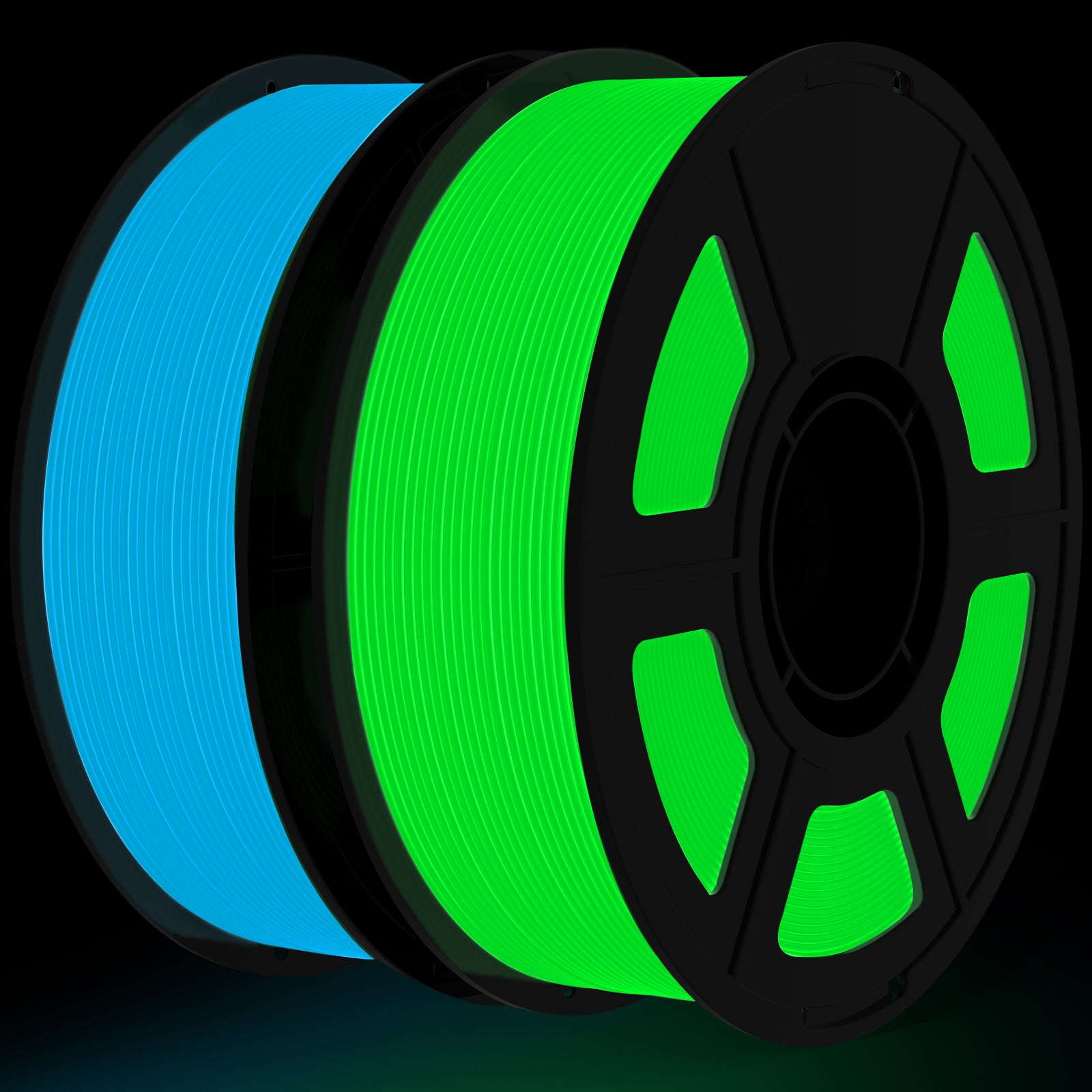Amoybaby Glow in The Dark PLA Filament, 1.75mm 3D Printer Filament Bundle, 2kg Spool (4.4lbs), Dimensional Accuracy +/- 0.03 mm, Fit Most FDM 3D Printers (Glow Blue +Green)