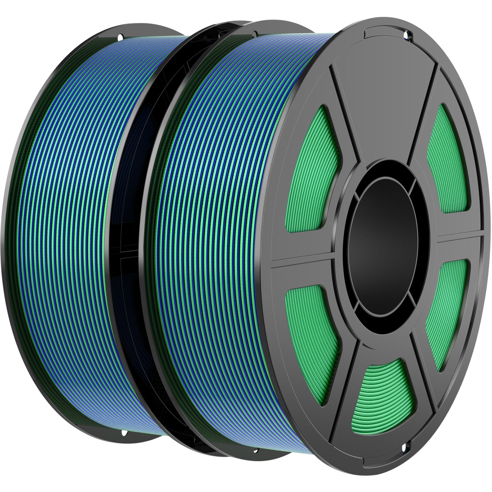 Amoybaby Dual Color Silk PLA Filament 1.75mm 3D Printer Filament Bundle, 2kg Spool (4.4lbs), Dimensional Accuracy +/- 0.03 mm, Fit Most FDM 3D Printers (Silk Blue Green 2-Pack)