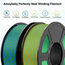 Load image into Gallery viewer, Amoybaby Dual Color Silk PLA Filament 1.75mm 3D Printer Filament Bundle, 2kg Spool (4.4lbs), Dimensional Accuracy +/- 0.03 mm, Fit Most FDM 3D Printers (Yellow Green + Blue Green)
