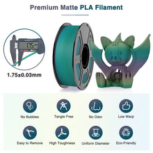 Load image into Gallery viewer, Amoybaby Matte Rainbow PLA 3D Printer Filament, 1.75±0.03mm Vibrant Color Gradient PLA, Low Warping&amp;High Precision 3D Printing Filament, Aurora Whisper 1kg Spool(2.2lb), Fits for most FDM 3D Printers
