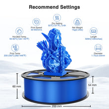 Load image into Gallery viewer, Amoybaby Silk Blue PLA Filament 1.75mm, Shiny Silk PLA High Speed 3D Printer Filament, Dimensional Accuracy +/- 0.03mm, 1kg(2.2lb), Fits for Most FDM 3D Printers
