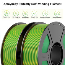 Load image into Gallery viewer, Amoybaby Dual Color Silk PLA Filament 1.75mm 3D Printer Filament Bundle, 2kg Spool (4.4lbs), Dimensional Accuracy +/- 0.03 mm, Fit Most FDM 3D Printers (Silk Yellow Green 2-Pack)
