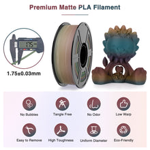 Load image into Gallery viewer, Amoybaby Matte Rainbow PLA 3D Printer Filament, 1.75±0.03mm Vibrant Color Gradient PLA, Low Warping&amp;High Precision 3D Printing Filament, Solar Horizon 1kg Spool(2.2lb), Fits for most FDM 3D Printers
