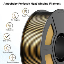 Load image into Gallery viewer, Amoybaby ilk PLA 3D Printer Filament, Silk Dual Color Gold Black PLA Filament 1.75+/-0.03mm, Shiny Coextrusion PLA Filament, Color Change 3D Printing Filament 1KG/2.2lb
