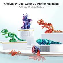 Load image into Gallery viewer, Amoybaby Dual Color Silk PLA Filament 1.75mm 3D Printer Filament Bundle, 2kg Spool (4.4lbs), Dimensional Accuracy +/- 0.03 mm, Fit Most FDM 3D Printers (Gold Red + Blue Green)
