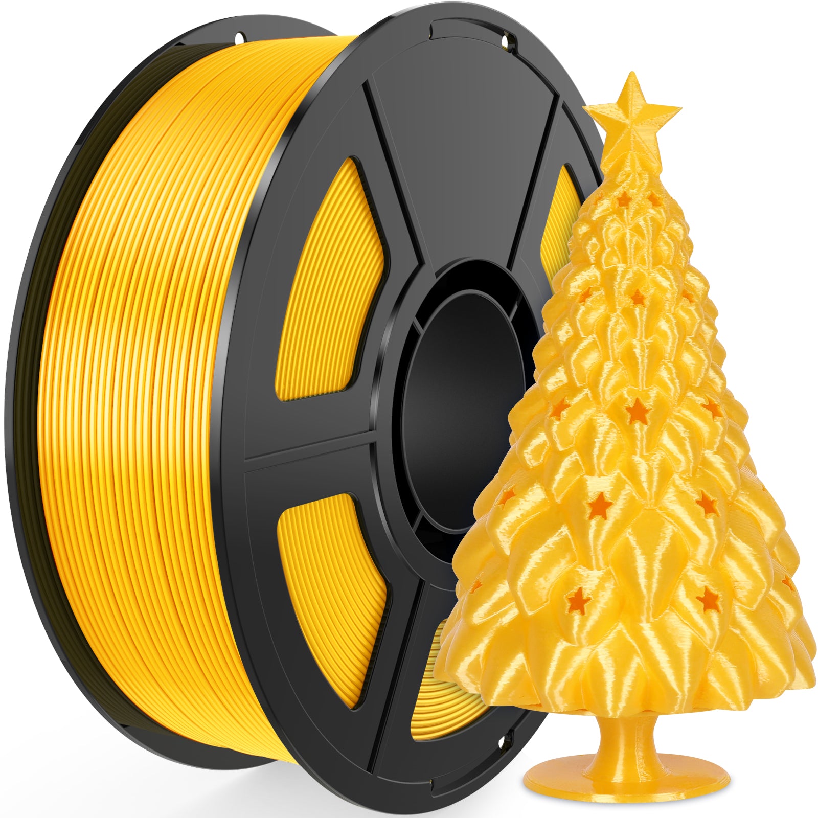 Amoybaby Silk Bright Gold PLA Filament 1.75mm, Shiny Silk PLA 3D Printer Filament High Speed & Clog-Free, Dimensional Accuracy +/- 0.03mm, 1kg(2.2lb), Fits for Most FDM 3D Printers