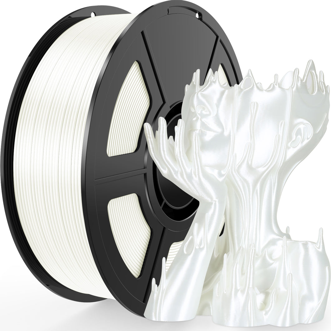 Amoybaby Pearl White Silk PLA Filament 1.75mm, Shiny Silk PLA High Speed 3D Printer Filament, Dimensional Accuracy +/- 0.03mm, 1kg(2.2lb), Fits for Most FDM 3D Printers