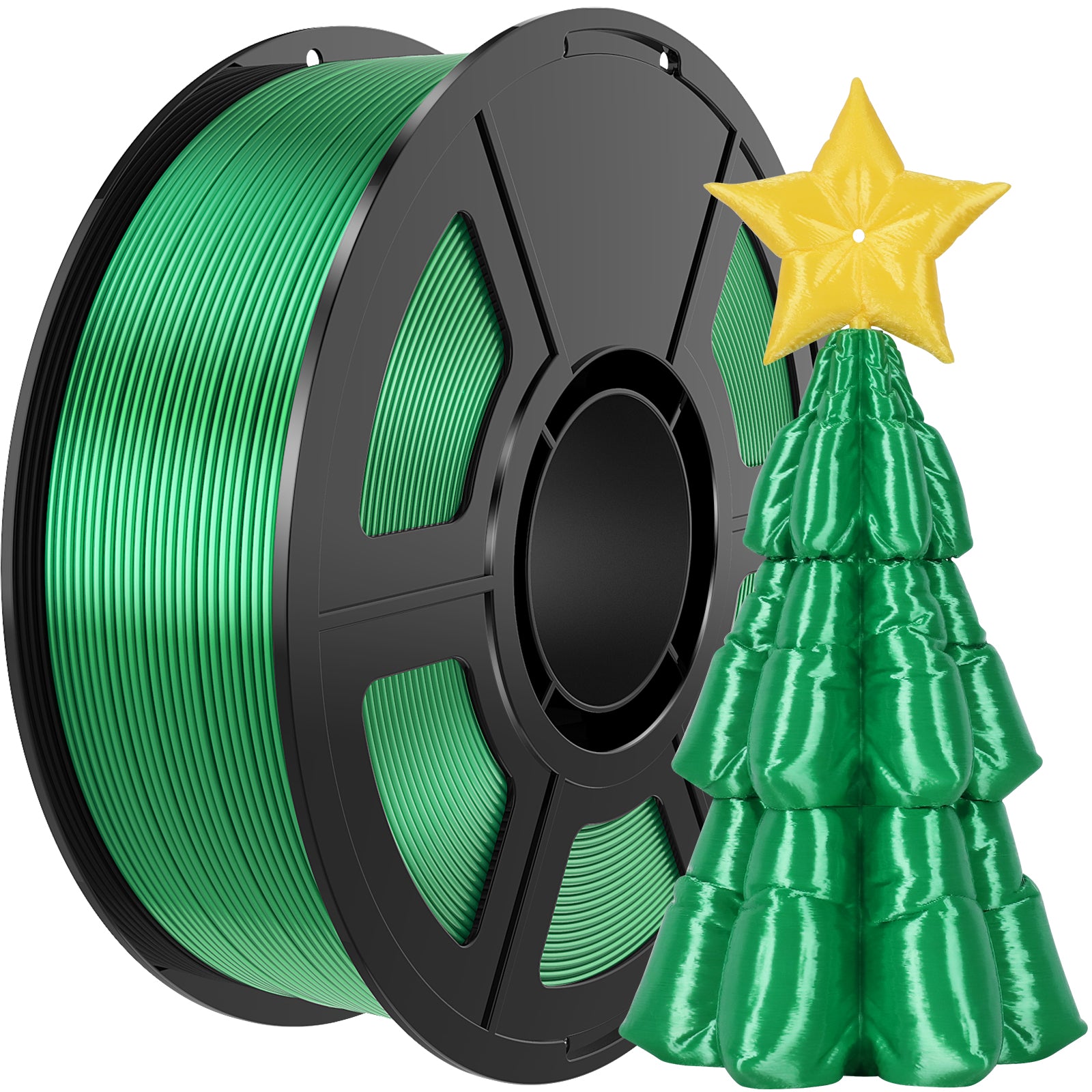 Amoybaby Silk Green PLA Filament 1.75mm, Shiny Silk PLA 3D Printer Filament High Speed & Clog-Free, Accuracy +/- 0.03mm, 1kg(2.2lb), Fits for Most FDM 3D Printers