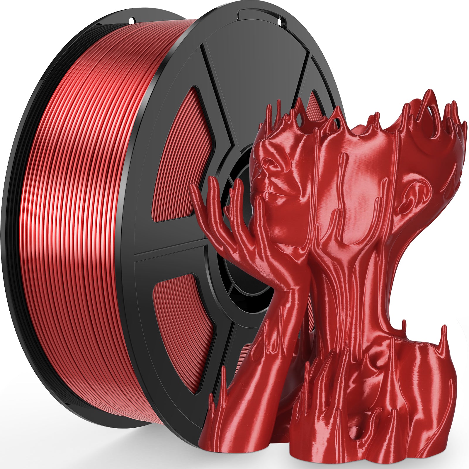 Amoybaby Silk Red PLA Filament 1.75mm, Shiny Silk PLA 3D Printer Filament High Speed & Clog-Free, Accuracy +/- 0.03mm, 1kg(2.2lb), Fits for Most FDM 3D Printers