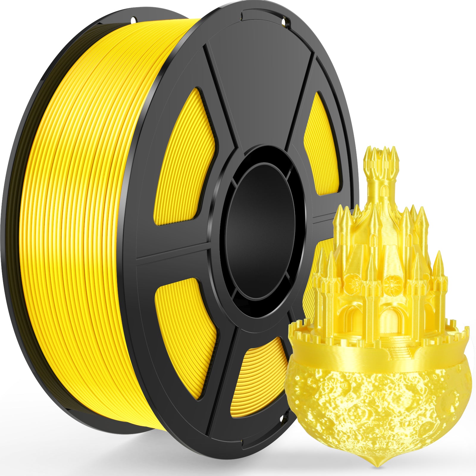 Amoybaby Silk Yellow PLA Filament 1.75mm, Shiny Silk PLA 3D Printer Filament High Speed & Clog-Free, Dimensional Accuracy +/- 0.03mm, 1kg(2.2lb), Fits for Most FDM 3D Printers